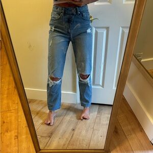 Mid-Rise destroyed denim